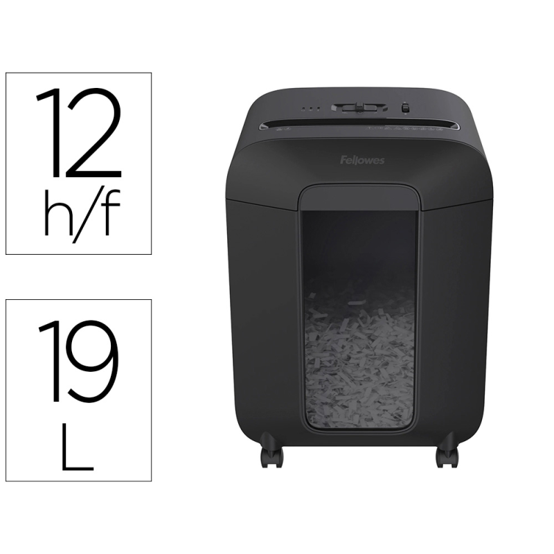 Destructora de documentos fellowes lx-85 capacidad de corte 12 hojas p4 destruye grapas clips y tarjetas