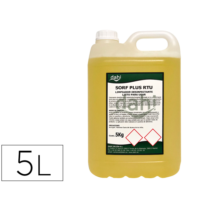 Limpiador higienizante desodorizante desinfectante dahi dj plus rtu garrafa 5 litros