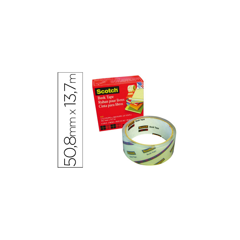 Cinta adhesiva scotch 845 book tape 13,7 mt x 50,8 mm