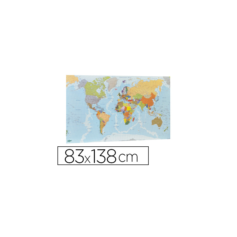 Mapa mural faibo planisferio plastificado enrollado 83x138 cm