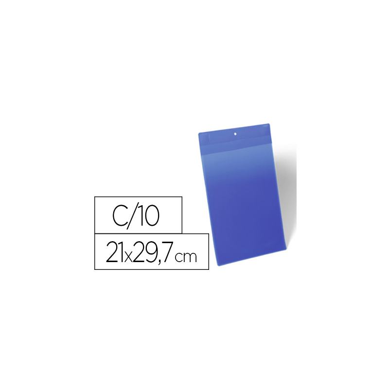 Funda durable magnetica 210x297 mm plastico azul ventana transparente pack de 10 unidades