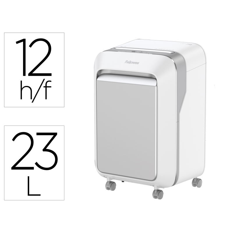 Destructora de documentos fellowes lx211 capacidad de 15 hojas seguridad p5 blanca papelera 23 l grapas