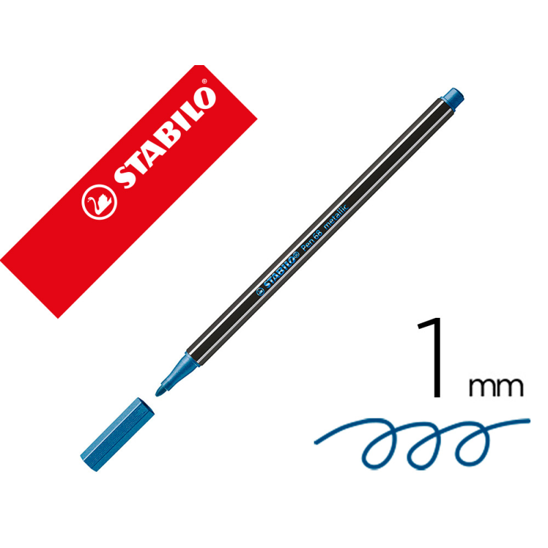 Rotulador stabilo acuarelable pen 68 metalico azul punta gruesa 1mm