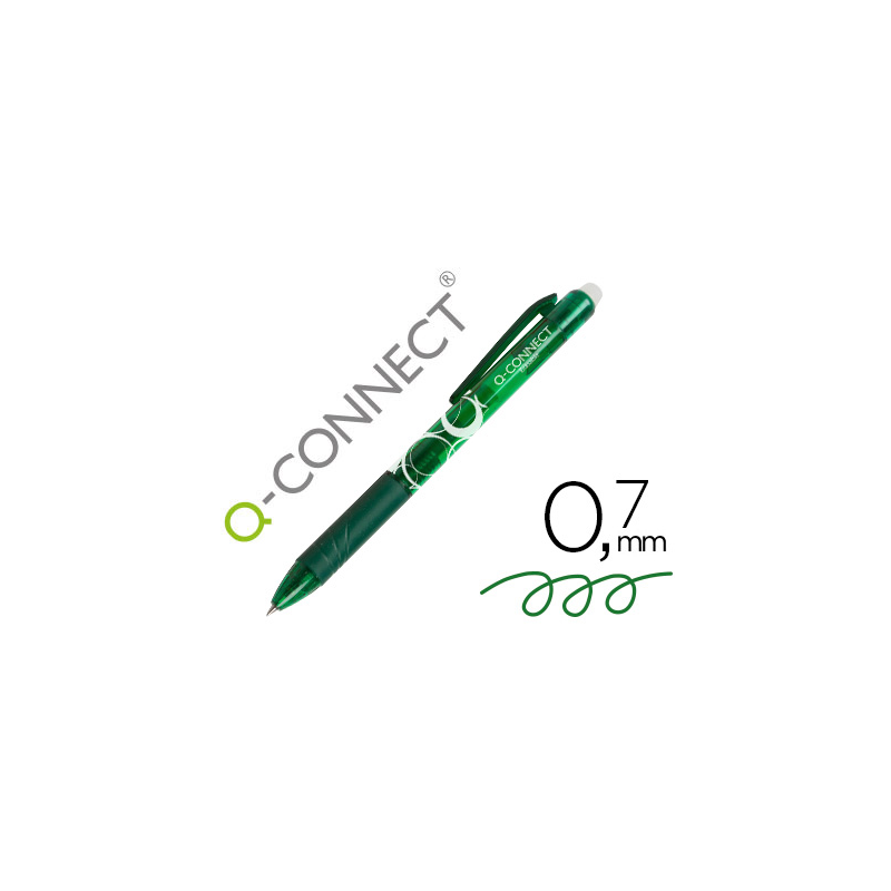 Boligrafo q-connect retractil borrable 0,7 mm color verde