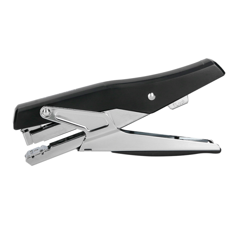 Grapadora q-connect de tenaza metalizada y negra kf14867 tacto suave capacidad 25 hojas usa grapas 24/6 y 26/6