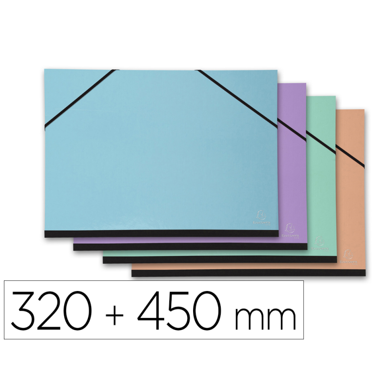 Carpeta dibujo exacompta aquarel 320x450 mm con gomas sin solapas colores pastel surtidos