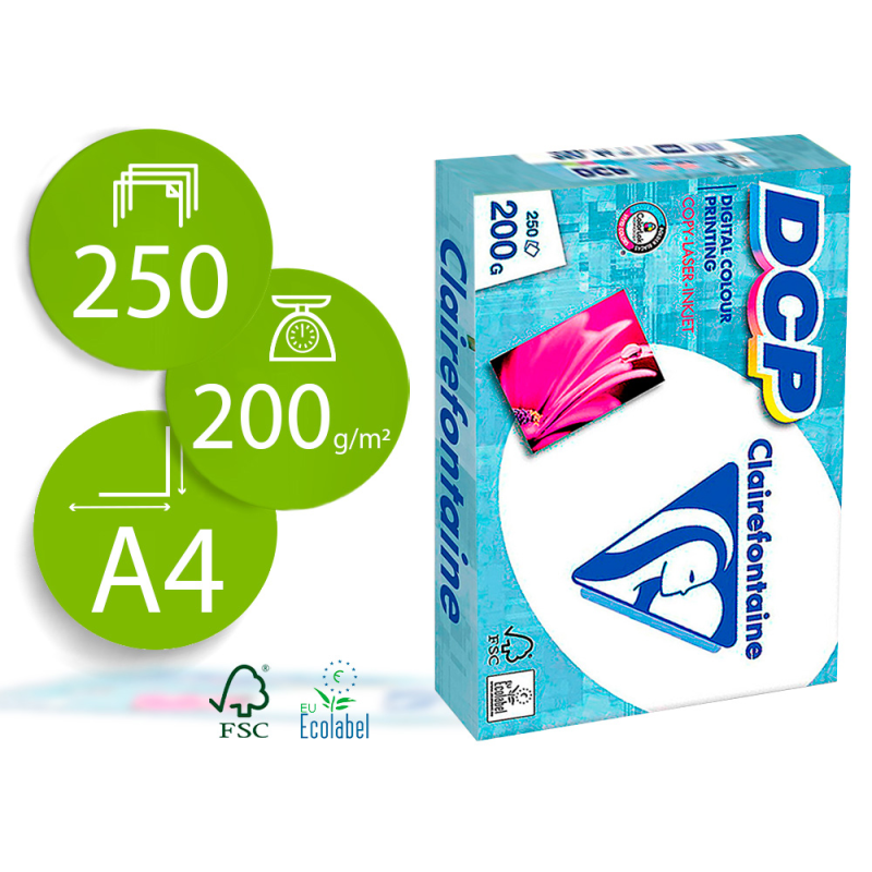 Papel fotocopiadora clairefontaine din a4 200 gr paquete de 250 hojas
