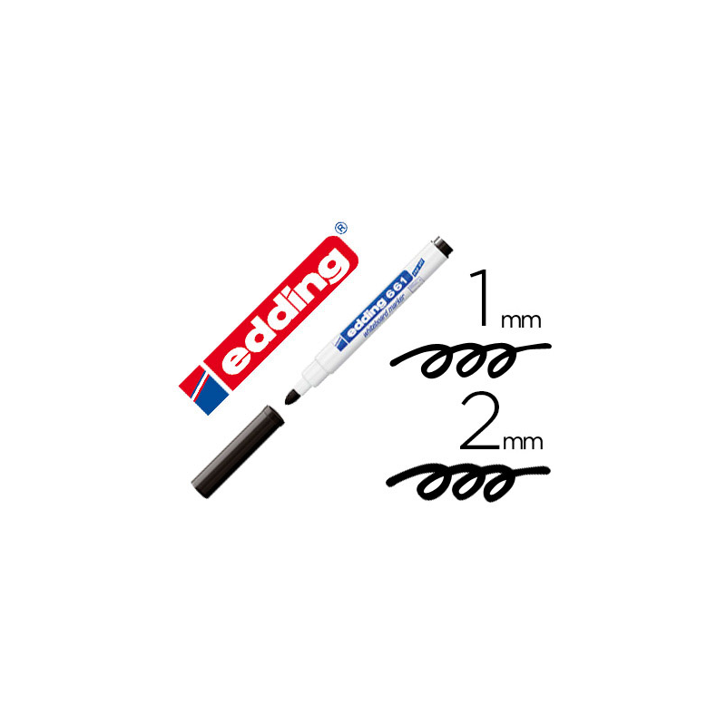 Rotulador edding para pizarra blanca 661 color negro punta redonda 1-2 mm