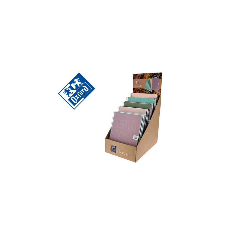 Cuaderno espiral oxford european book nature din a4+ expositor sobremesa de 21 unidades surtidas