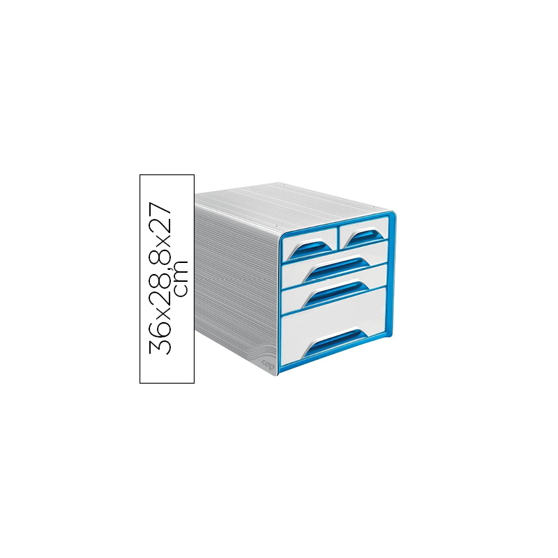 Fichero cajones de sobremesa cep 5 cajones mixtos blanco/azul 360x288x270 mm