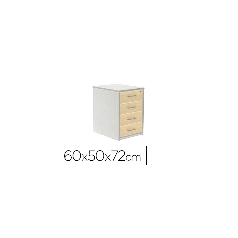 Cajonera rocada con cuatro cajones serie store 60x47x74 cm acabado gris/blanco