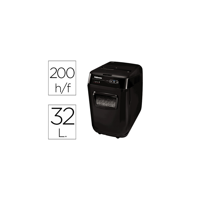 Destructora de documentos fellowes automax 200m capacidad de corte 200 hojas particulas destruye grapas