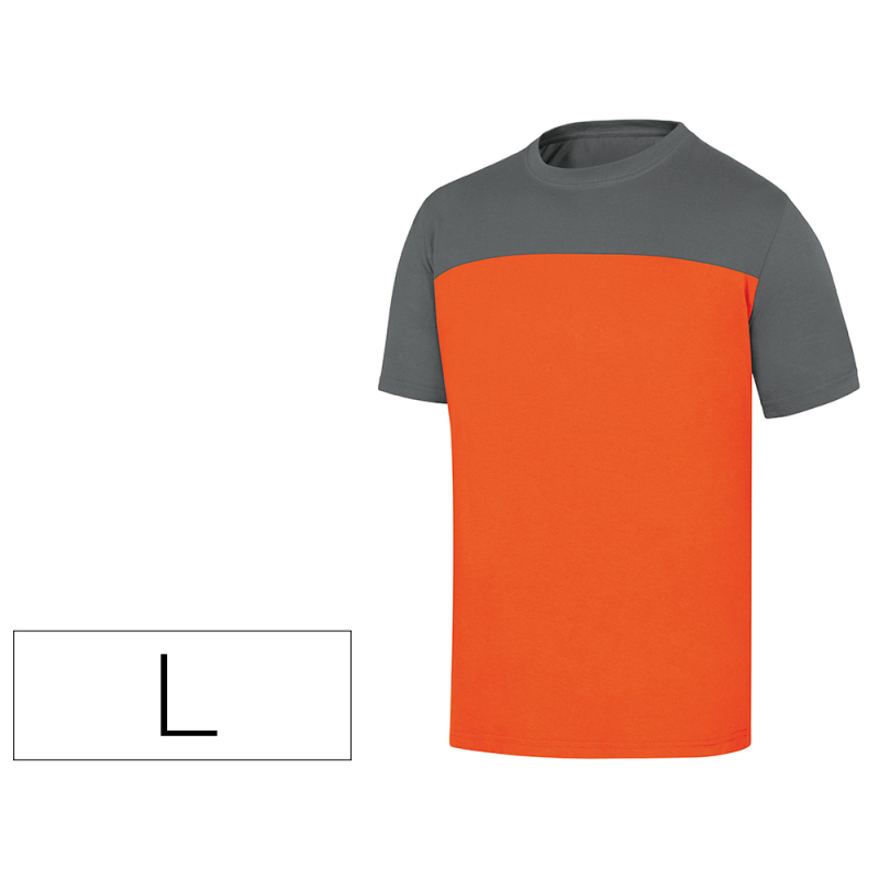 Camiseta de algodon deltaplus color gris/naranja talla l