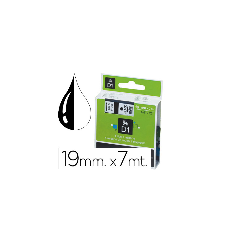 Cinta dymo negro-blanco 19mm x 7mt d1