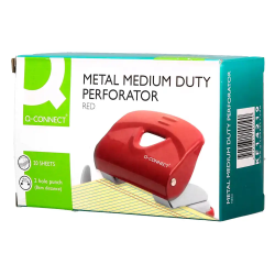 Taladrador q-connect kf14219 rojo abertura 2 mm capacidad 20 hojas