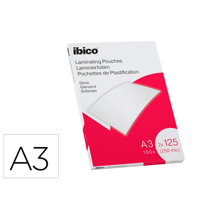 Bolsa de plastificar ibico din a3 125 mc caja de 100 unidades