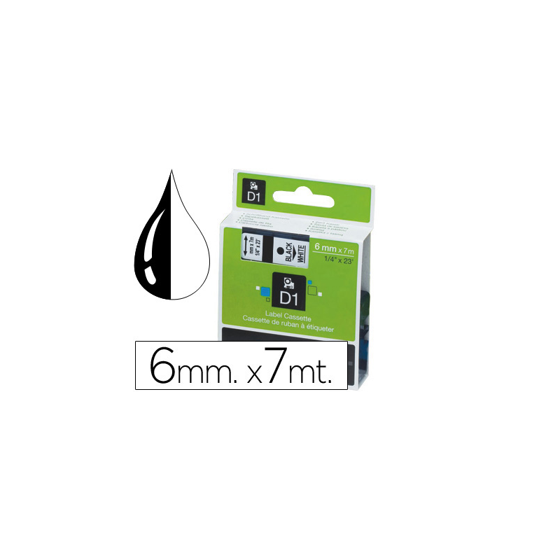 Cinta dymo negro-blanco 6mm x 7mt d1