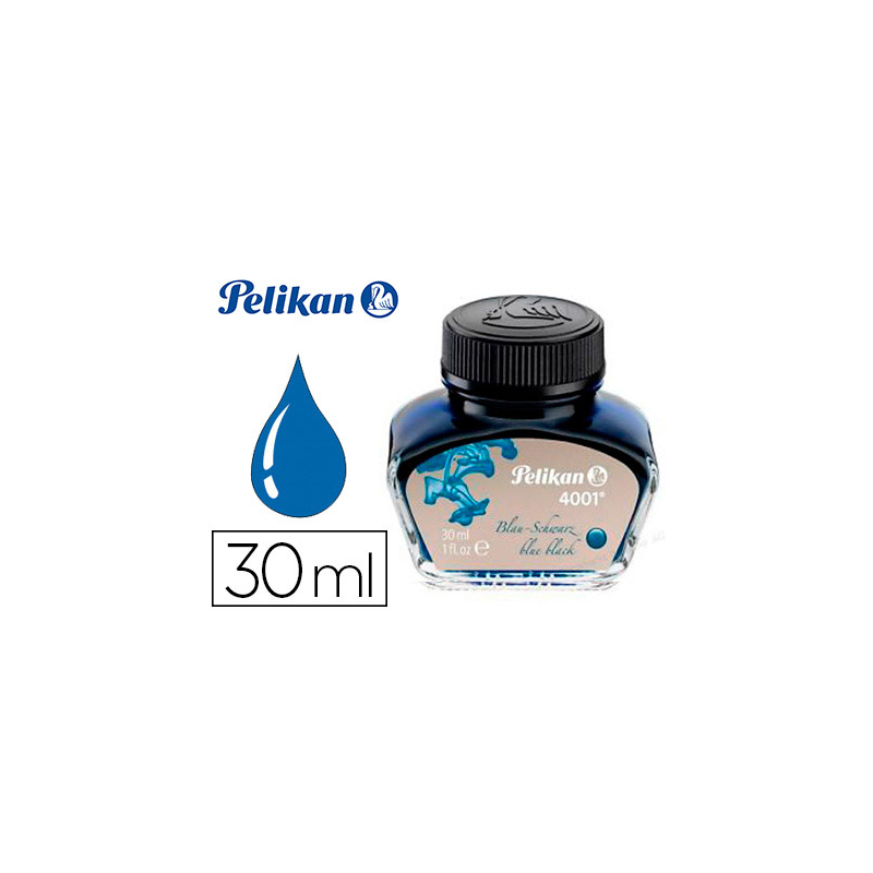 Tinta estilografica pelikan 4001 negro/azul bote 30 ml