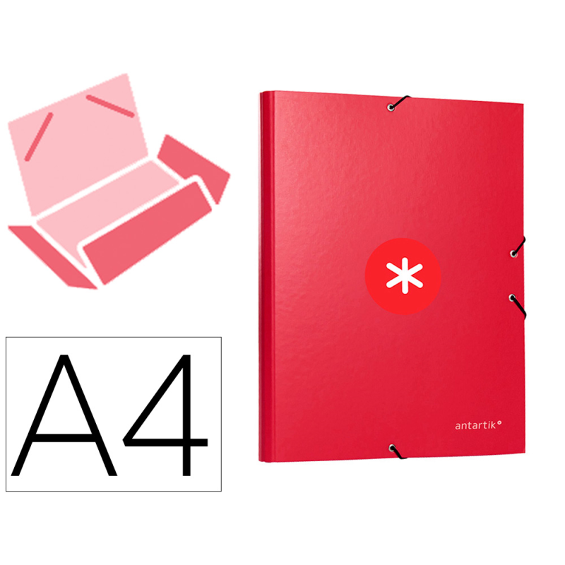 Carpeta antartik gomas tres solapas carton forrado a4 color frambuesa