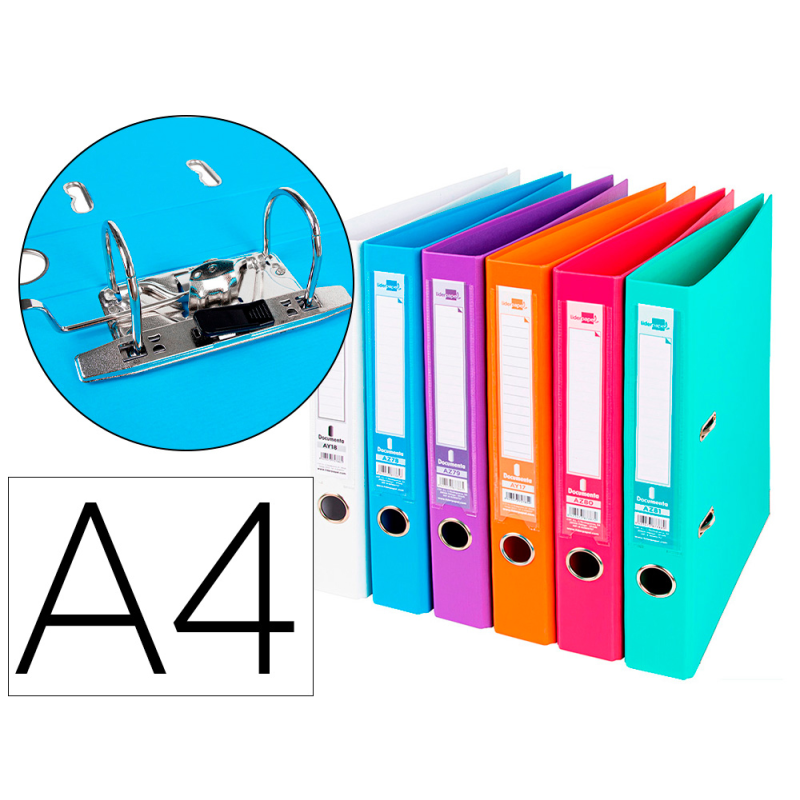 Archivador de palanca liderpapel a4 documenta forrado pvc con rado lomo 52 mm colores surtidos trending