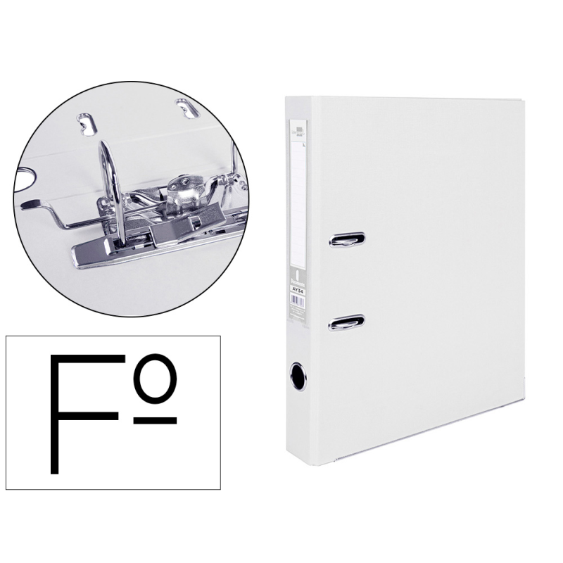 Archivador de palanca liderpapel folio documenta forrado pvc con rado lomo 52 mm blanco compresor metalico