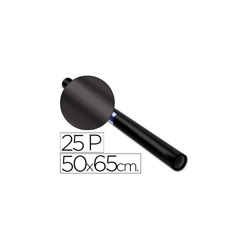 Papel charol negro rollo 25 hojas de 50x65 cm