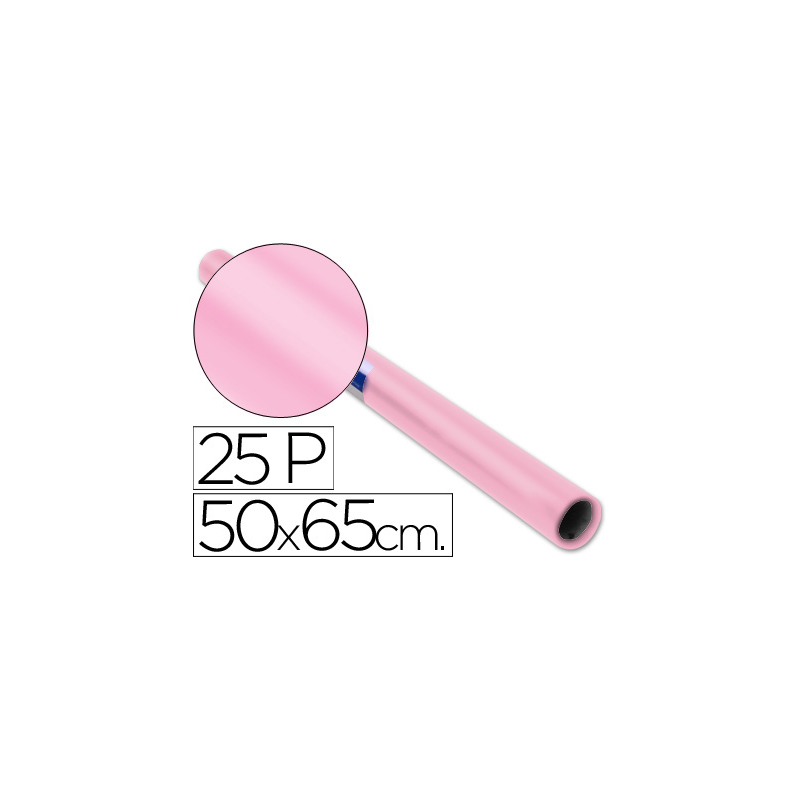 Papel charol rosa palido rollo 25 hojas de 50x65 cm