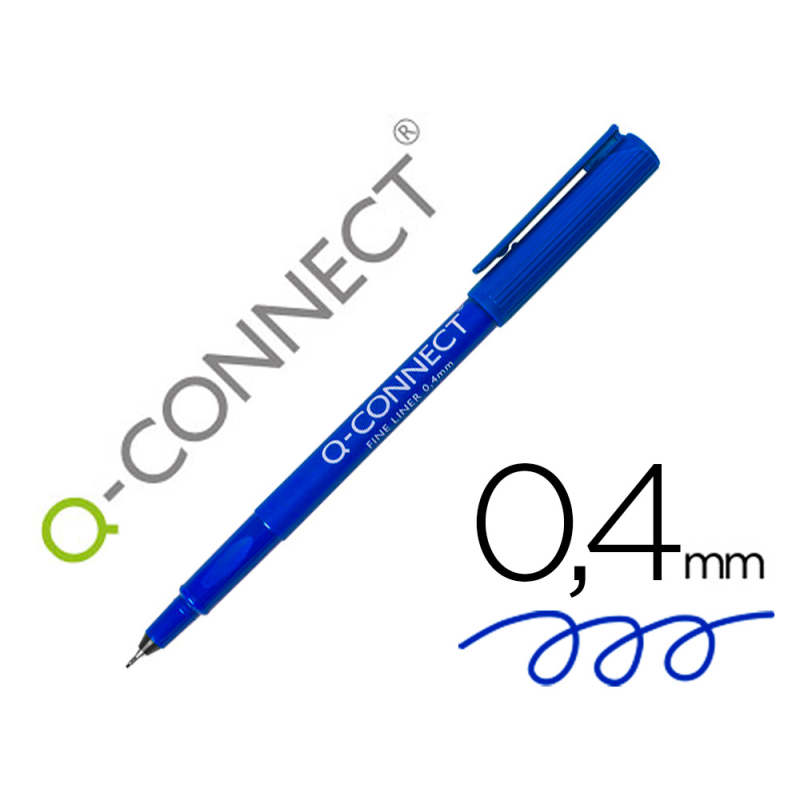 Rotulador q-connect punta de fibra fine liner azul 0,4 mm