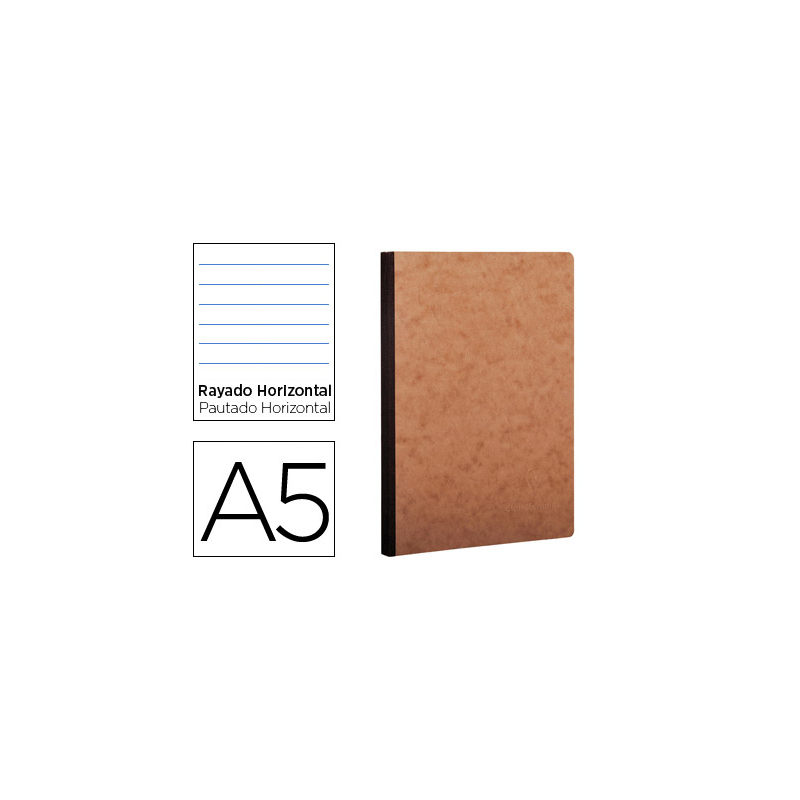 Libreta age-bag tapa cartulina lomo cosido rayado horizontal 96 hojas color havana 148x210 mm
