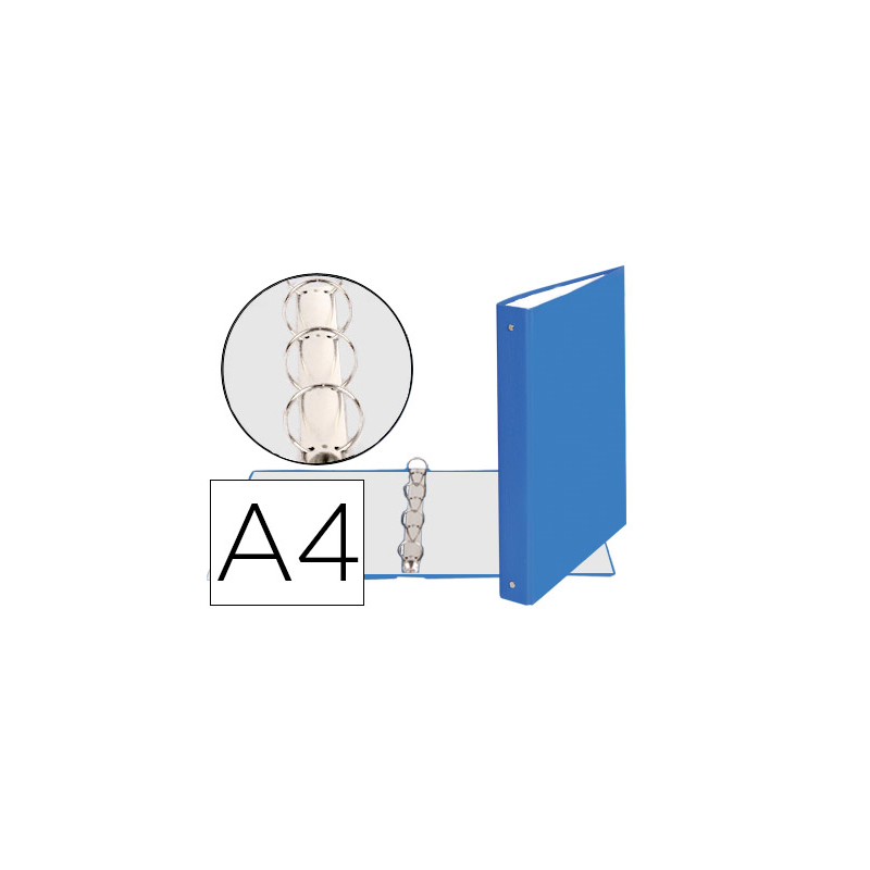 Carpeta de 4 anillas 30mm redondas exacompta din a4 carton forrado azul claro