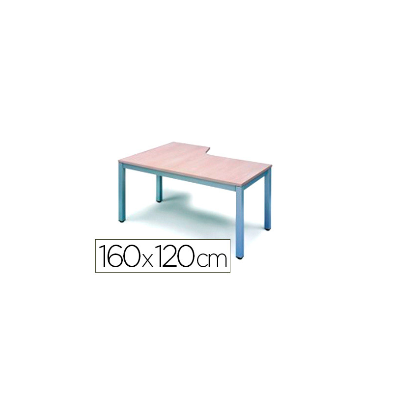 Mesa oficina rocada serie executive forma en l derecha 160x110 cm acabado gris/blanco
