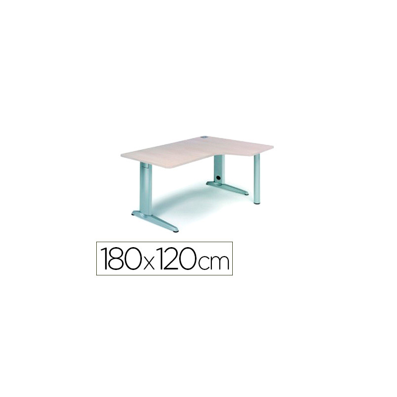 Mesa rocada serie metal 180x120 cm derecha acabado ac02 gris