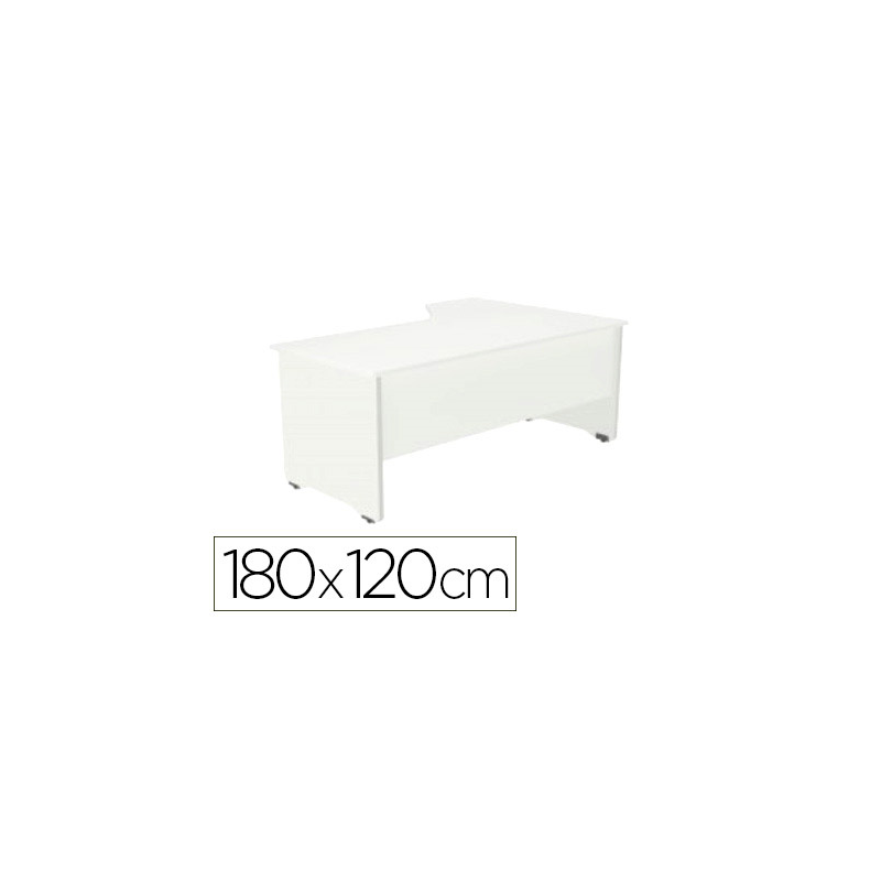 Mesa rocada serie work 180x110x76 cm izquierda acabado an04 gris/blanco