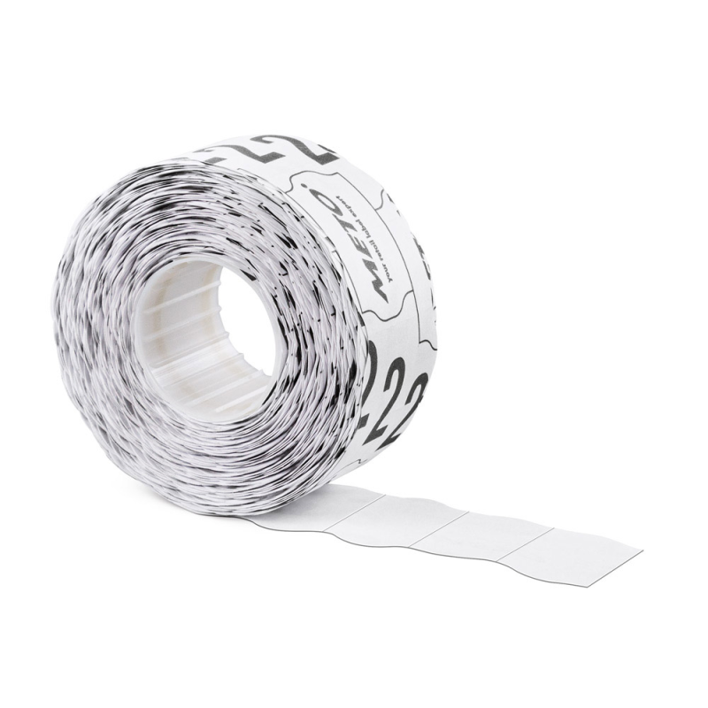 Etiquetas meto onduladas 26x12 mm blanca lisa adhesivo removible rollo de 1000 unidades