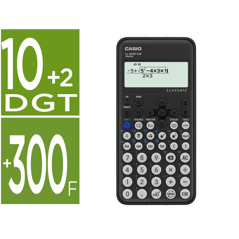 Calculadora casio fx-82sp cw iberia classwiz cientifica + 300 funciones 9 memorias con tapa