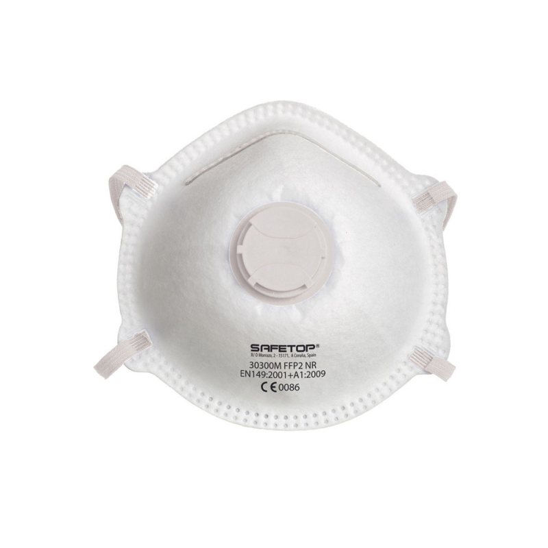 Mascarilla facial safetop ffp2 nr serie eme preformada con valvula sin grapas