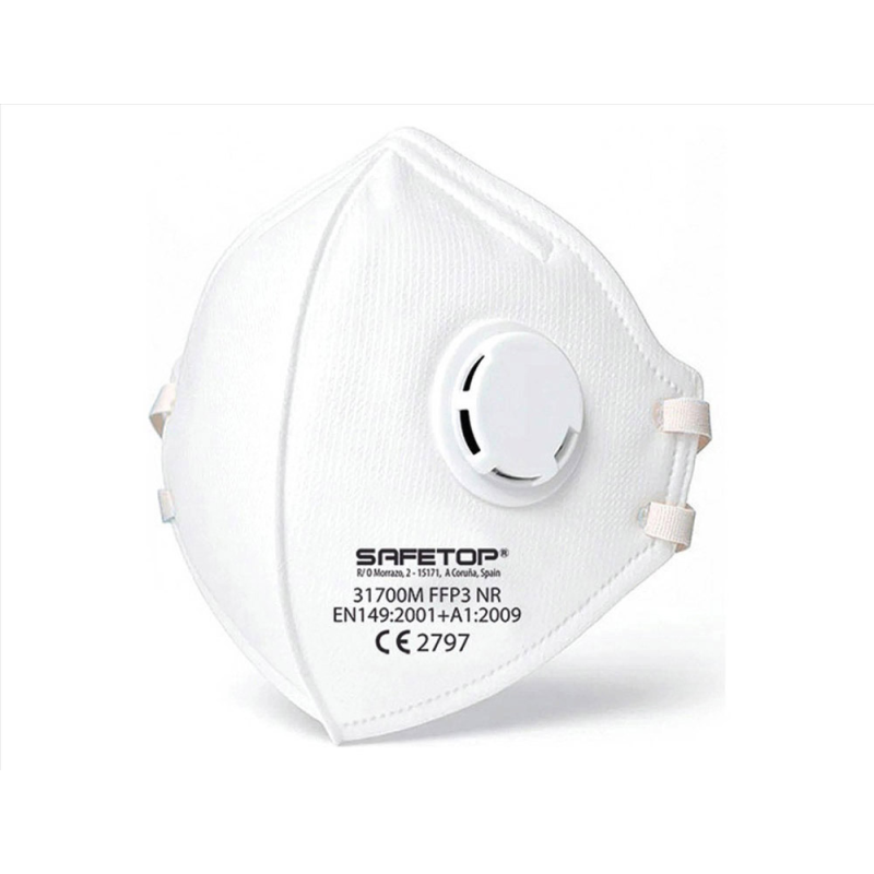 Mascarilla facial safetop ffp3 nr plegable vertical con valvula