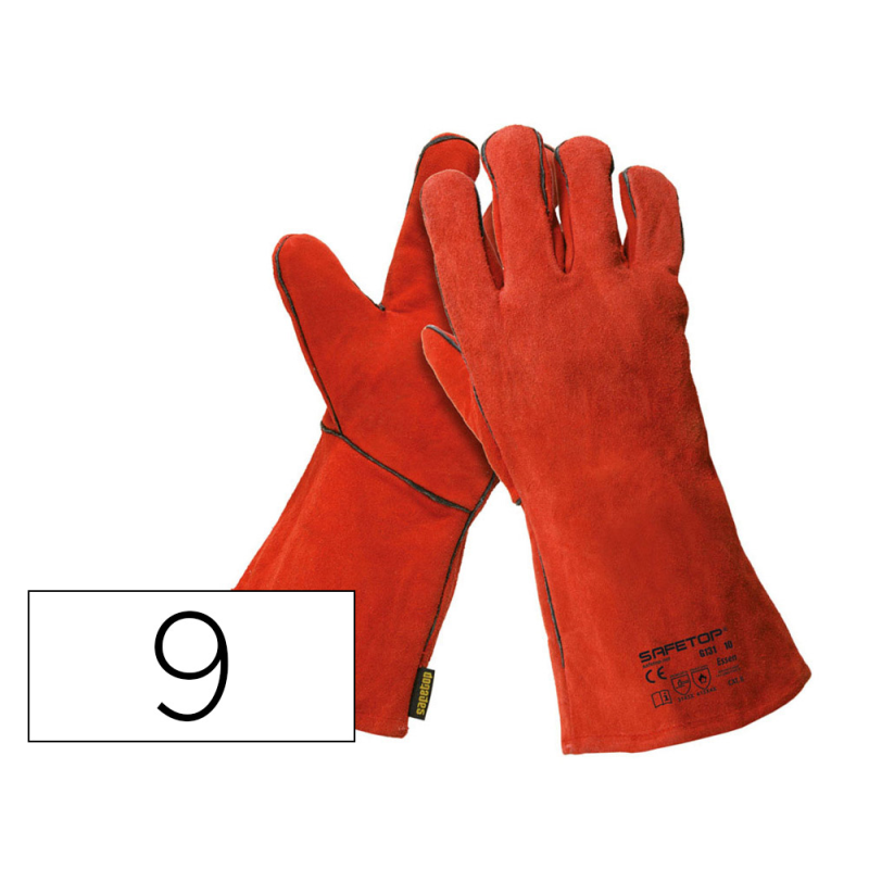 Guantes de soldador safetop essen 35 cm color rojo talla 9