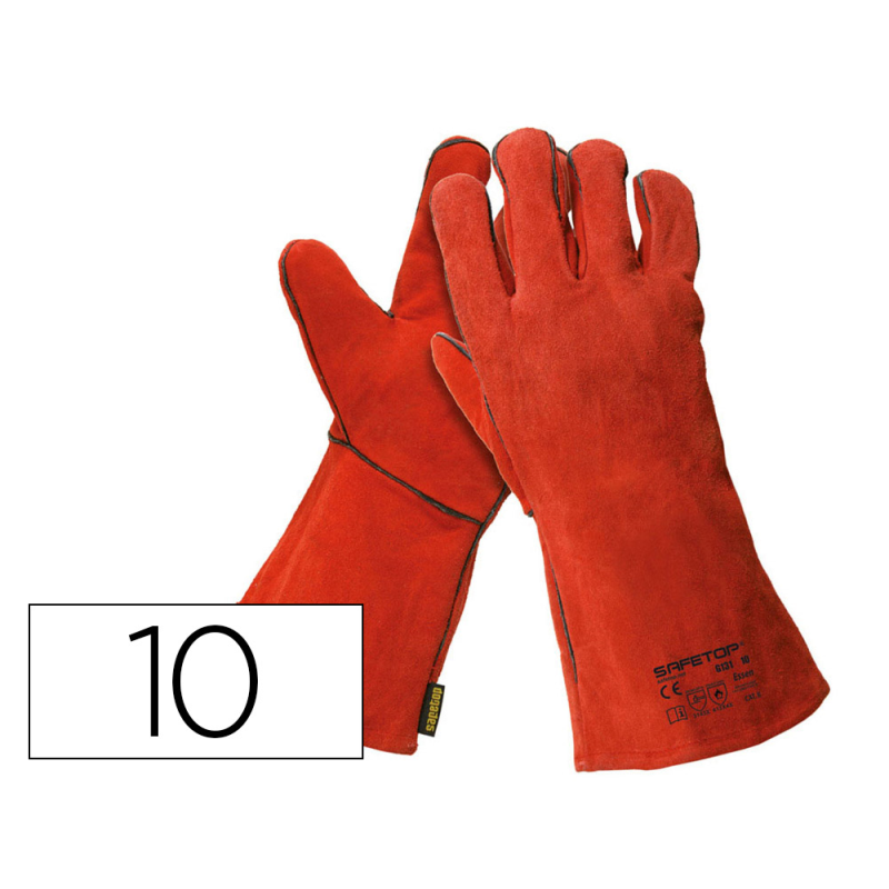 Guantes de soldador safetop essen 35 cm color rojo talla 10