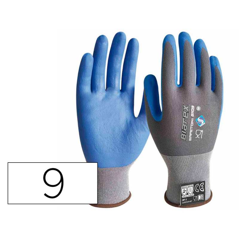 Guantes de nitrilo safetop biatex alimentario y anticalorico color azul talla 9
