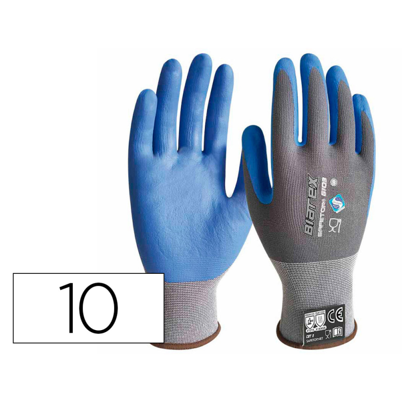 Guantes de nitrilo safetop biatex alimentario y anticalorico color azul talla 10