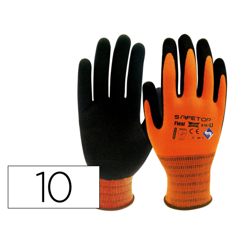 Guantes de latex safetop flexilatex dorso aireado sanitized talla 10