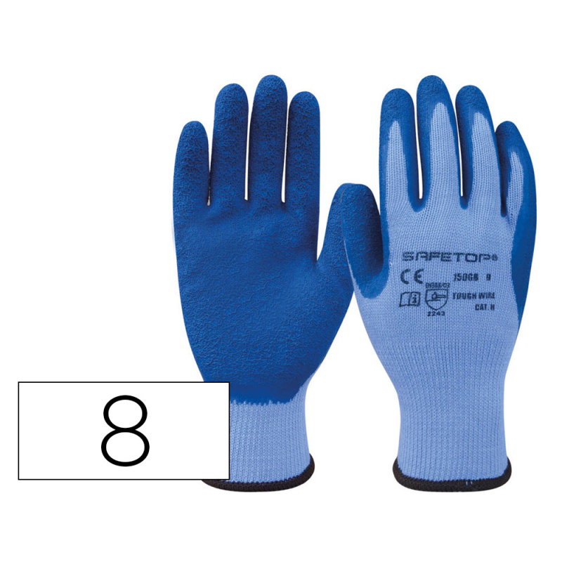 Guantes de latex safetop tough-wire sintetico sin costuras talla 8