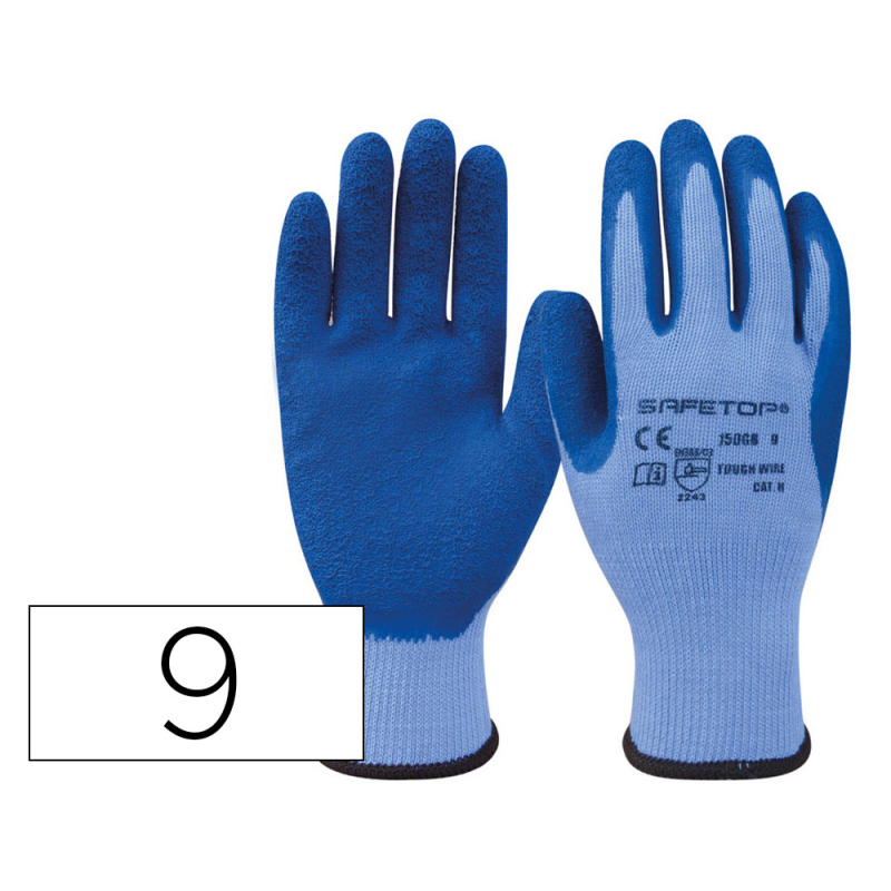 Guantes de latex safetop tough-wire sintetico sin costuras talla 9
