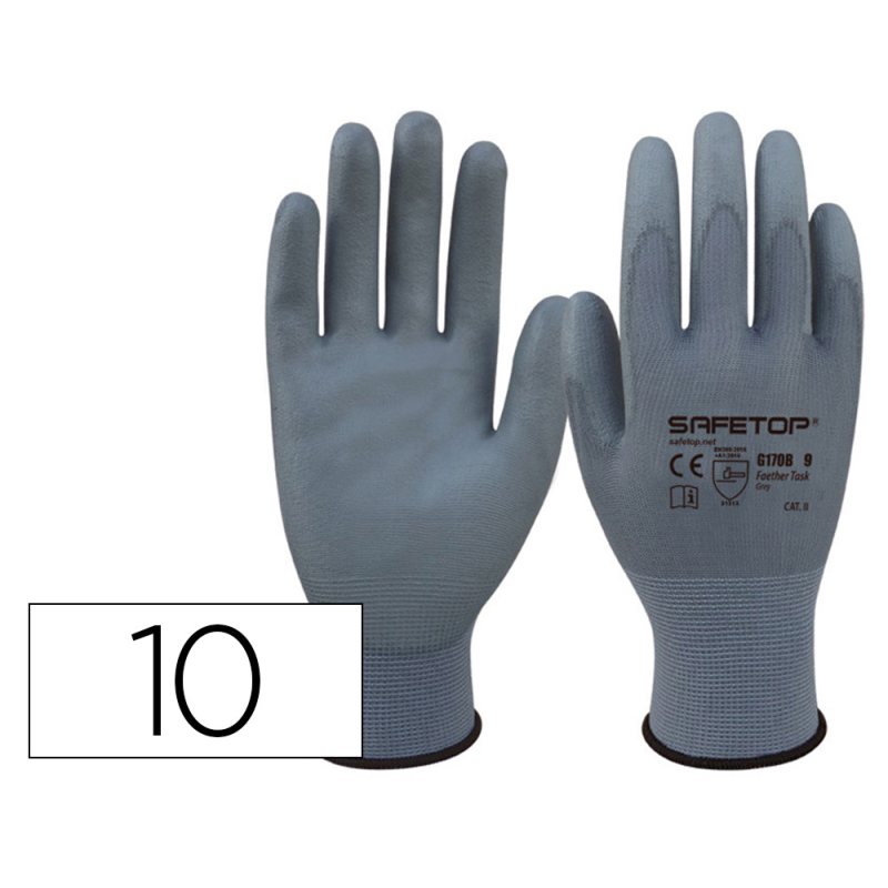 Guantes de poliuretano safetop feather task sintetico talla 10
