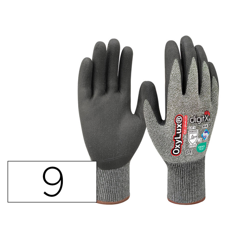 Guantes de nitrilo y nylon safetop oxylux satinado talla 9