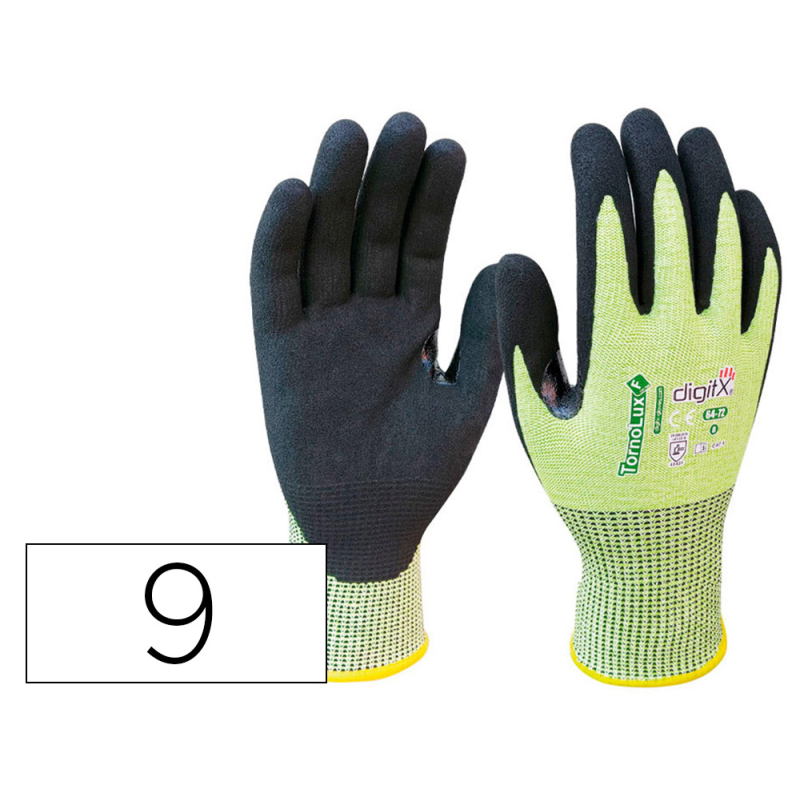 Guantes de nitrilo safetop tornolux-f anticorte tdm nivel f con refuerzo talla 9