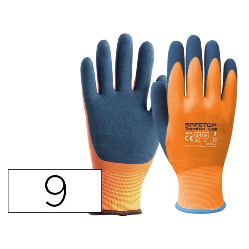Guantes de latex safetop thermofoam impermeable forro antifrio talla 9