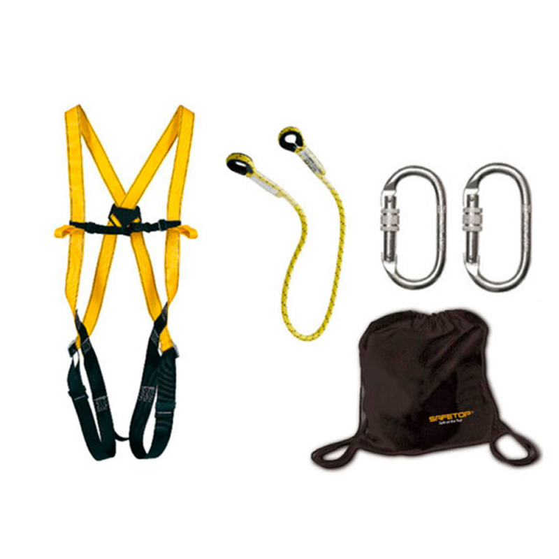 Kit safetop elbrus 71b arnes trevinca + cuerda 1 m + 2 mosquetones + mochila