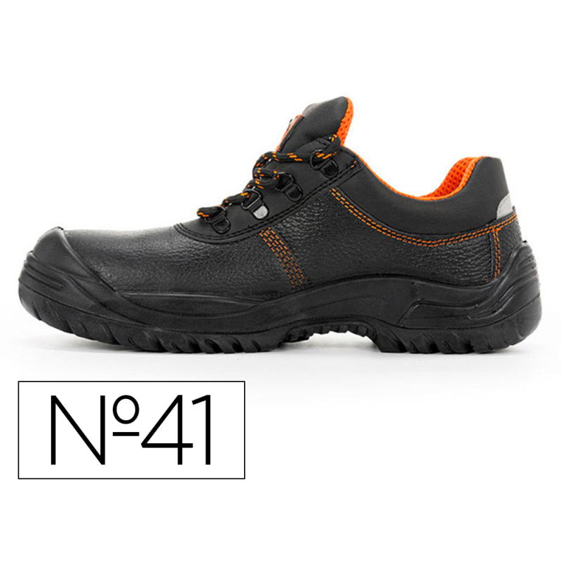 Zapatos de seguridad safetop oratio cuero grabado suela de acero antiperforacion s3 sr talla 41 color negro
